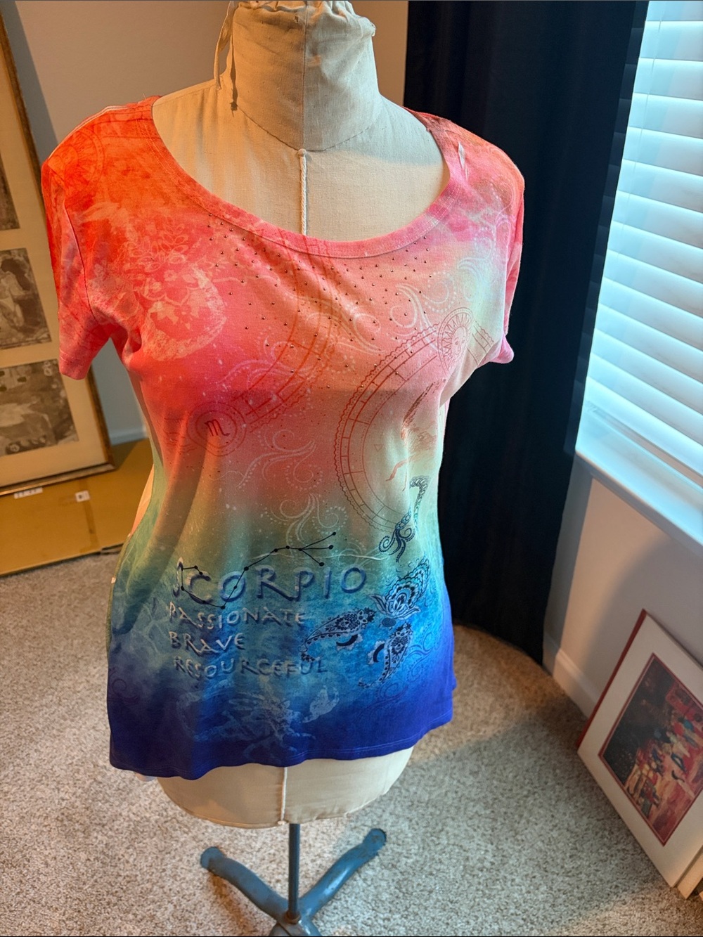 Women's Ombre Scorpio Graphic Tee - Pink to Blue